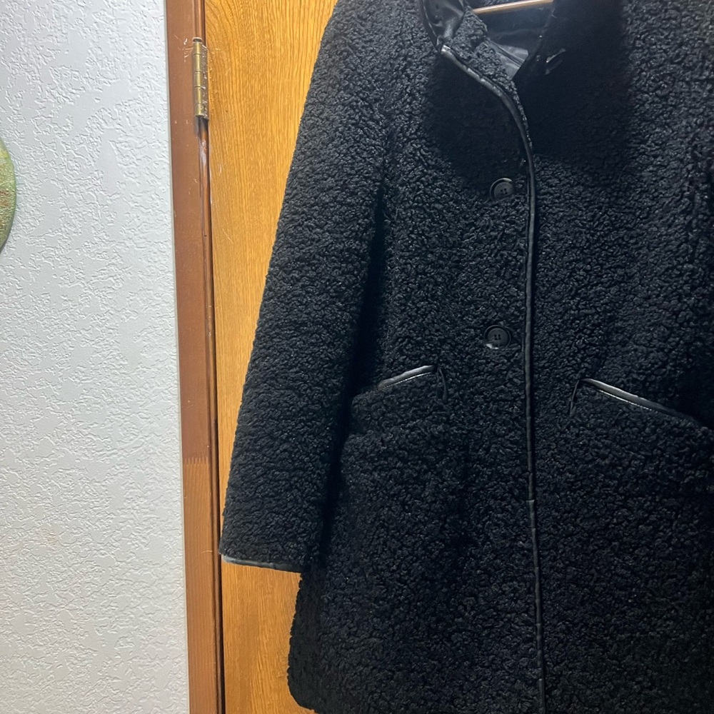 SAM EDELMAN 
Stand Collar Faux Shearling Coat - Black - Picture 4 of 6
